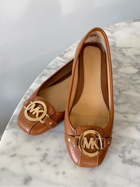 Michael Kors Fulton Women's Brown Leather MK Logo Ballet Flats